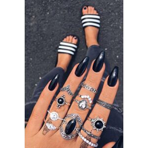 Set prstenů v černo-stříbrné barvě Antoinette