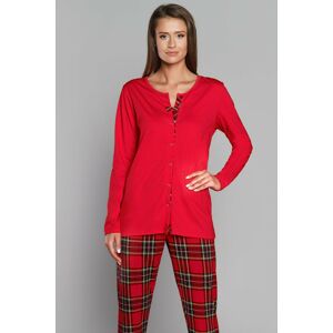 Červené bavlněné dlouhé pyžamo Zorza