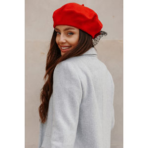 Červený baret s ozdobnou mašlí LGK114