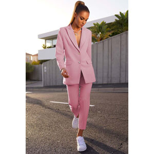 Světle růžový komplet sako + kalhoty Nicole