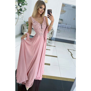 Světle růžové dlouhé šaty Jagoda
