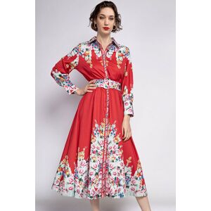 Červené kvetované midi šaty Ellis