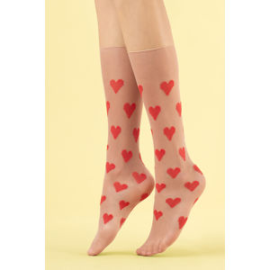 Telové vzorované ponožky Love Me 8DEN
