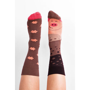 Hnědo-růžové ponožky Piggy