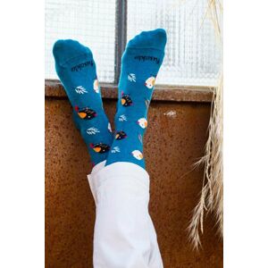 Modré vzorované ponožky Sýkorky