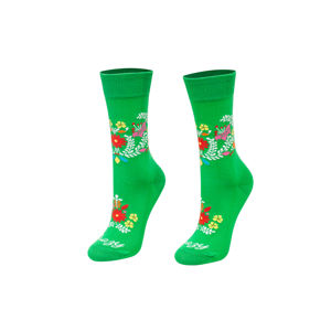 Zelené vzorované ponožky Folk Kvítky
