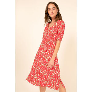 Červené kvetované midi šaty Ournie