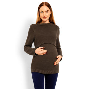 Tmavě hnědý těhotenský pulovr 40001C