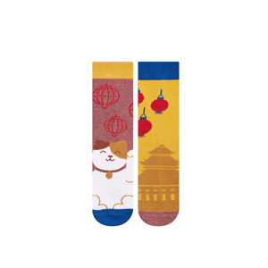Vícebarevné ponožky Maneki-Neko