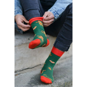 Červeno-zelené vzorované ponožky Cookies