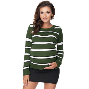 Zelený proužkovaný těhotenský pulovr 40044