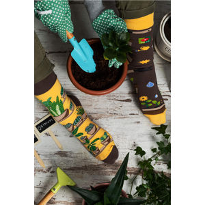 Hnědo-žluté ponožky Gardening