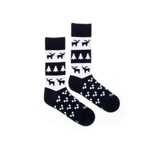Černo-bílé ponožky Winter Deer