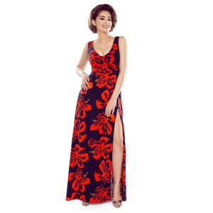 Modro-červené květované šaty M79981