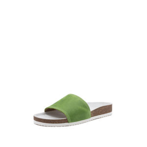Dámské bílo-zelené kožené pantofle 008052W
