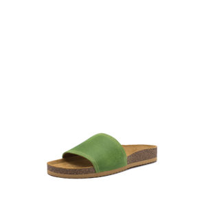 Dámské hnědo-zelené kožené pantofle 008052