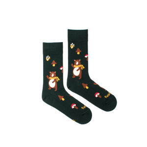 Hnědo-zelené vzorované ponožky Medvěd