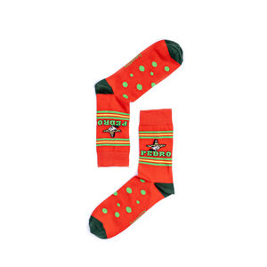 Červené vzorované ponožky Pedro + žvýkačky Pedro