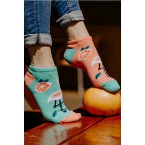 Tyrkysově-oranžové kotníkové ponožky Plameňák
