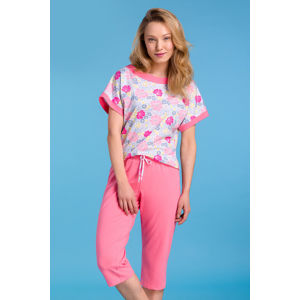 Růžové květované pyžamo PY121