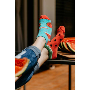 Červeno-zelené kotníkové ponožky Meloun
