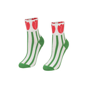Zeleno-bílé ponožky Tulipan