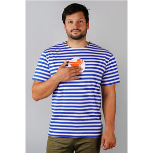 Pánské modro-bílé pískací tričko Pelikán