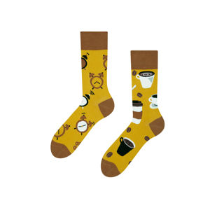 Hnědo-žluté ponožky Coffee Time