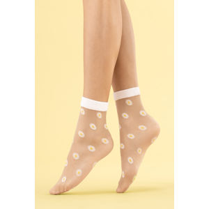 Smetanové vzorované ponožky Daisy 20DEN