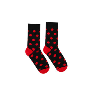 Černo-červené tečkované ponožky Dots