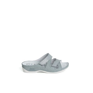 Dámské modro-stříbrné kožené zdravotní pantofle Eni