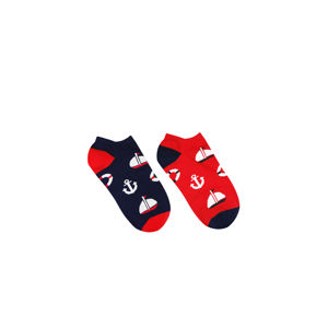 Červeno-modré kotníkové ponožky Yacht