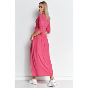 Růžové dlouhé šaty M671