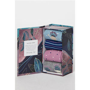 Vícebarevné ponožky v dárkové krabičce Lavanda Socks Box - čtyř balení