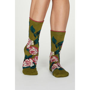 Zelené kvetované ponožky Rosie Bamboo Rose Socks