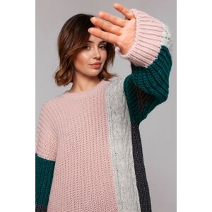 Světlo růžovo-zelený pulovr BK066