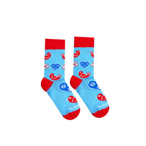 Červeno-modré ponožky Folk Bird