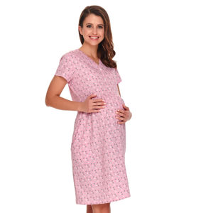 Světle růžová vzorovaná těhotenská noční košile TCB9930