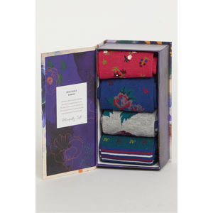Vícebarevné ponožky v dárkové krabičce Rosie Flowers Sock Box - čtyř balení