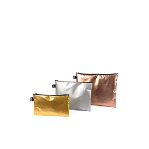 Trojdílná sada kozmetických tašek Metallic Matt Gold, Silver, Rose Gold