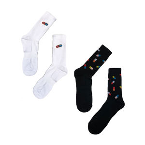 Černo-bílé ponožky Chill Pill II - dvoj balení
