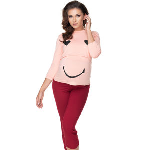 Bordovo-růžové těhotenské pyžamo 0151