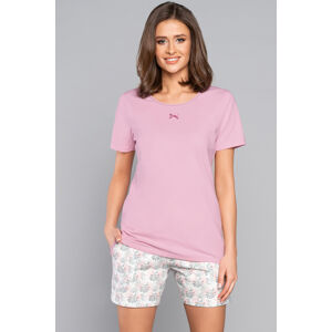 Smetanovo-světle růžový krátký pyžamový set Halszka