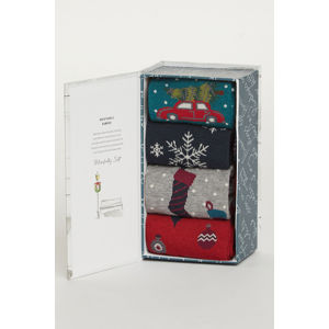 Pánské vícebarevné ponožky v dárkové krabičce Christmas Eve Sock Box - čtyř balení