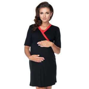 Černý set těhotenská noční košile + župan 0149