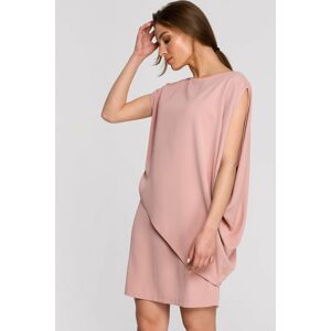 Světle růžové asymetrické šaty S262
