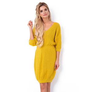 Žluté světrové šaty F640