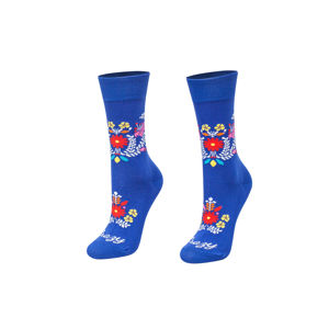 Modré vzorované ponožky Modré Folk Kytičky