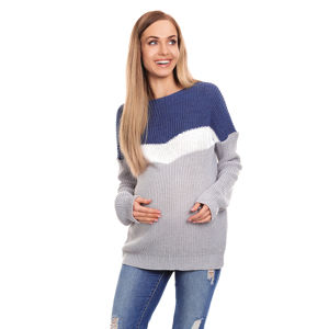 Šedo-modrý těhotenský pulovr 40023