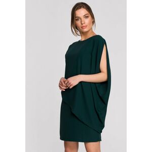 Tmavě zelené asymetrické šaty S262